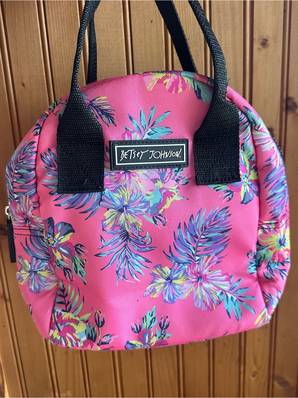 Betsey Johnson Pink Tropical Print Women's Lunch Bag
